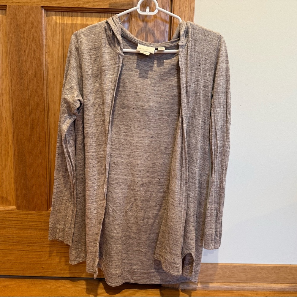 Cynthia Rowley Linen Open-Front Hooded Cardigan